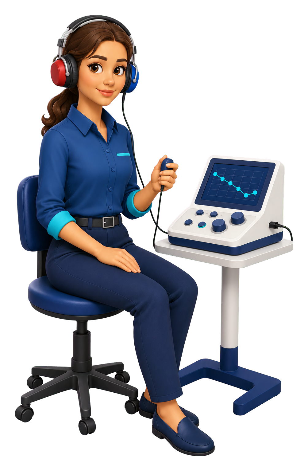 Hearing-test professional conducting an audiogram examination